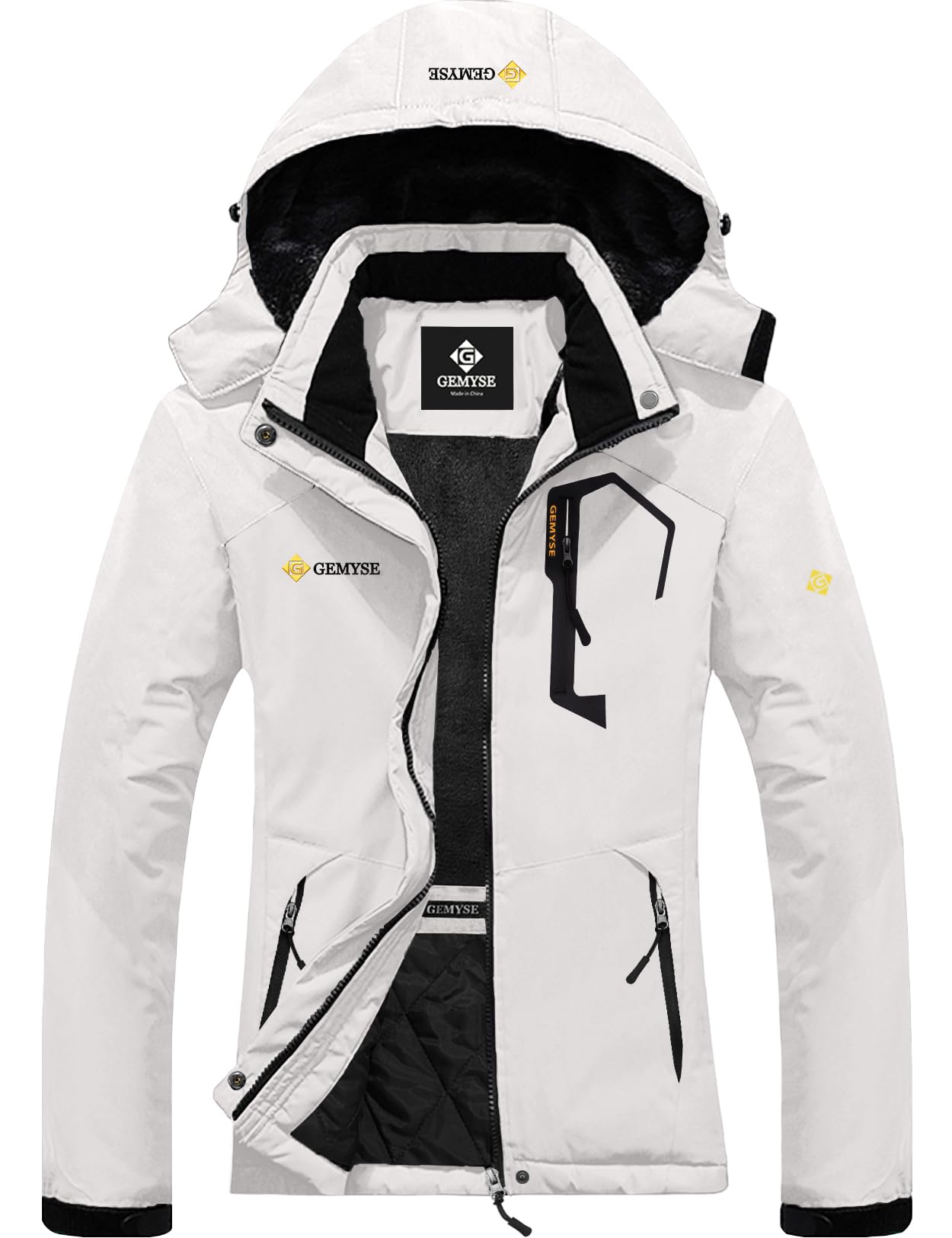 GEMYSE Women's Ski Snow Jacket Warm Winter Waterproof Coat Snowboard Rain Jacket Hooded Windproof Windbreaker